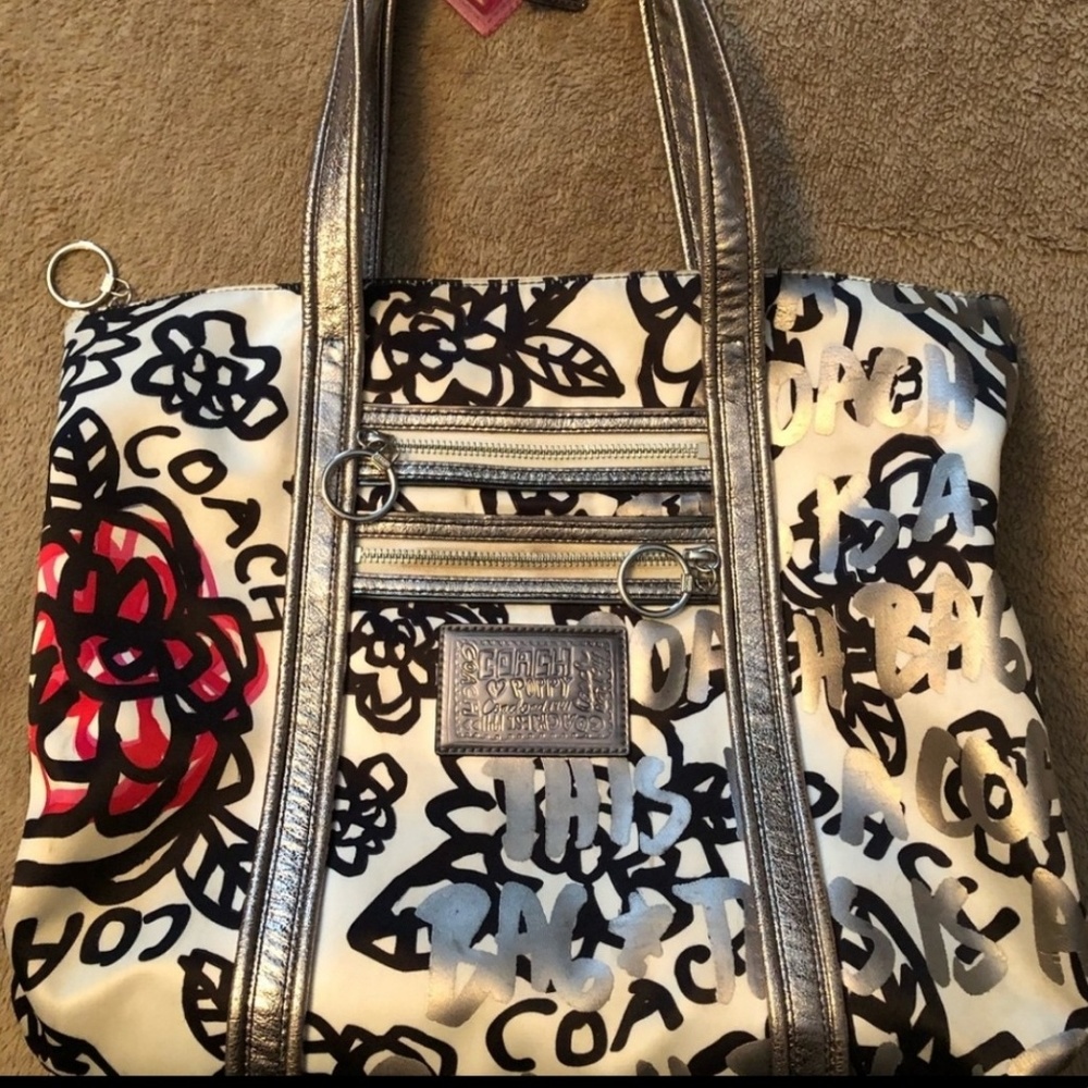 Coach Poppy Floral Graffiti Glam Tote Bag